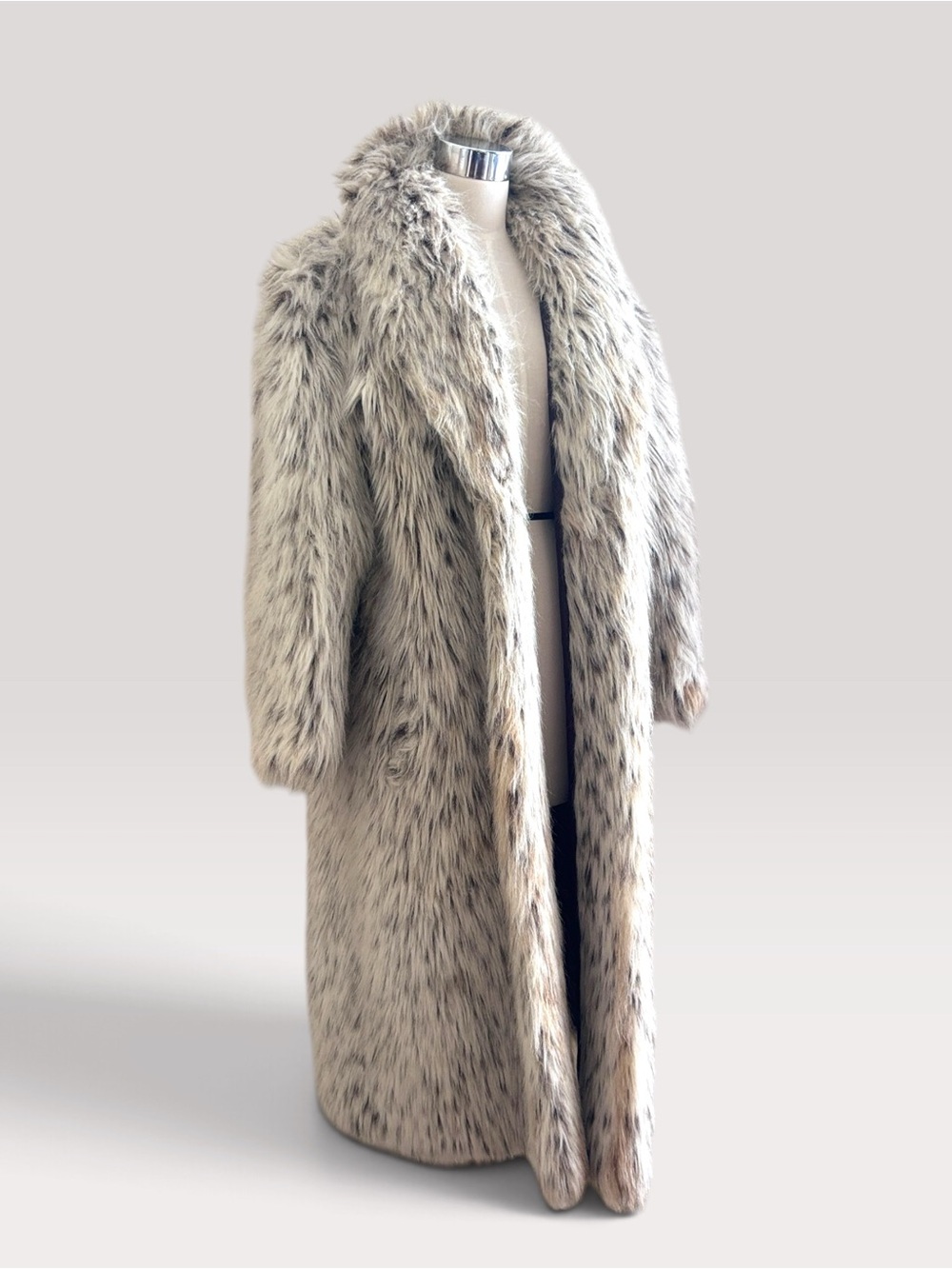 1970s Vintage Animal Print Leopard Long Faux Fur Glam Statement Coat